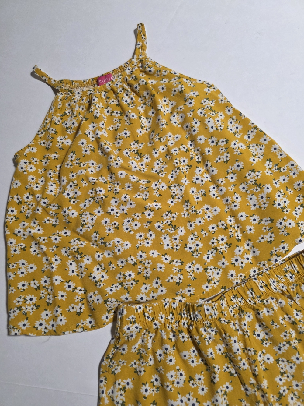 Girls' Size S (6/6X) Zunie Yellow Floral Tank Top & Shorts Set - Picture 3 of 6